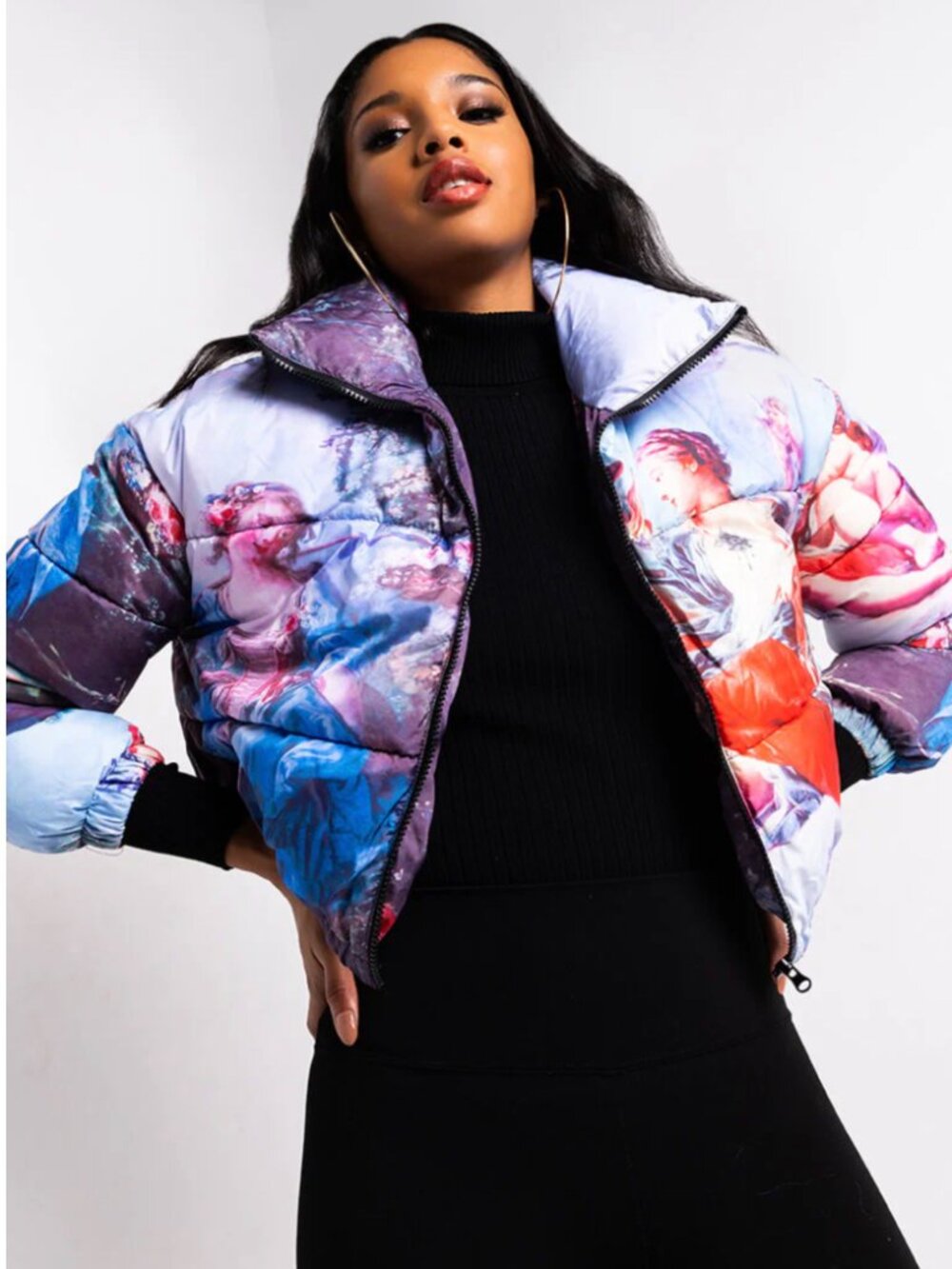 Like New 90's AZALEA WANG RENAISSANCE ART PUFFER JACKET Streetwear